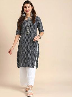 Gahan - Women Stylish Crepe Printed Straight Kurta - Black