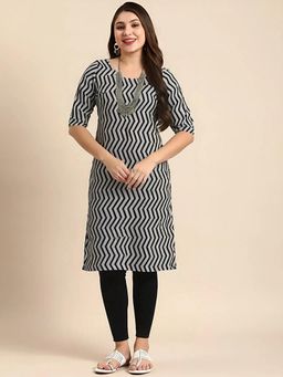 Gahan - Women Stylish Crepe Printed Straight Kurta - Black