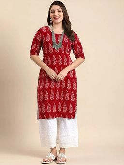 Gahan - Women Stylish Crepe Printed Straight Kurta - Red