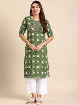 Gahan - Women Stylish Crepe Printed Straight Kurta - Green