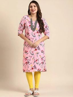 Gahan - Women Stylish Crepe Printed Straight Kurta - Pink
