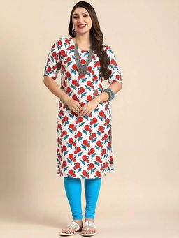 Gahan - Women Stylish Crepe Printed Straight Kurta - White