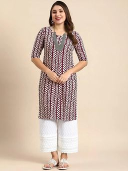Gahan - Women Stylish Crepe Printed Straight Kurta - Brown