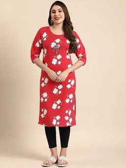 Gahan - Women Stylish Crepe Printed Straight Kurta - Red