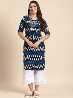 Gahan - Women Stylish Crepe Printed Straight Kurta - Blue