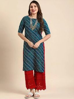 Gahan - Women Stylish Crepe Printed Straight Kurta - Blue