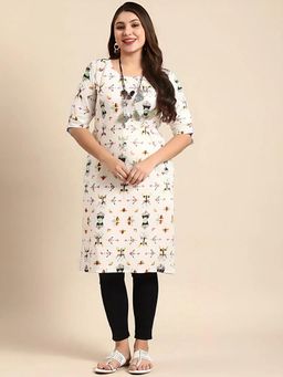 Gahan - Women Stylish Crepe Printed Straight Kurta - White