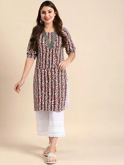 Gahan - Women Stylish Crepe Printed Straight Kurta - Brown