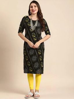 Gahan - Women Stylish Crepe Printed Straight Kurta - Black