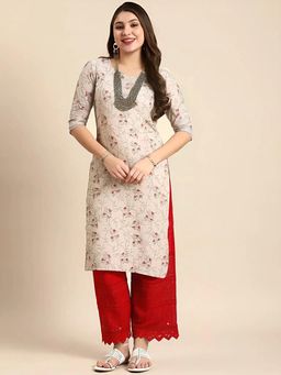 Gahan - Women Stylish Crepe Printed Straight Kurta - Beige