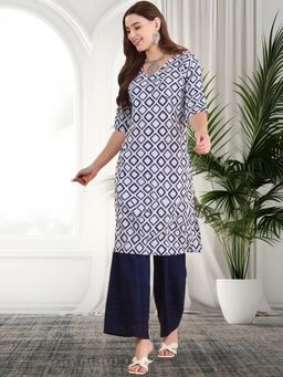 Gahan - Women Stylish Crepe Printed Straight Kurta - Blue