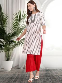 Gahan - Women Stylish Crepe Printed Straight Kurta - White