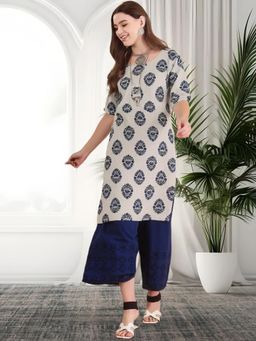 Gahan - Women Stylish Crepe Printed Straight Kurta - Grey