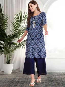 Gahan - Women Stylish Crepe Printed Straight Kurta - Blue