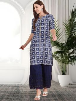 Gahan - Women Stylish Crepe Printed Straight Kurta - Blue