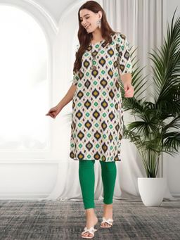 Gahan - Women Stylish Crepe Printed Straight Kurta - White