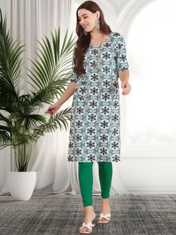 Gahan - Women Stylish Crepe Printed Straight Kurta - Green