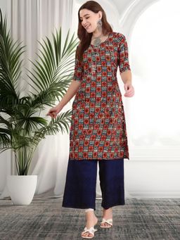 Gahan - Women Stylish Crepe Printed Straight Kurta - Multi-Color