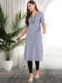 Gahan - Women Stylish Crepe Printed Straight Kurta - Blue
