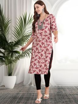 Gahan - Women Stylish Crepe Printed Straight Kurta - Pink