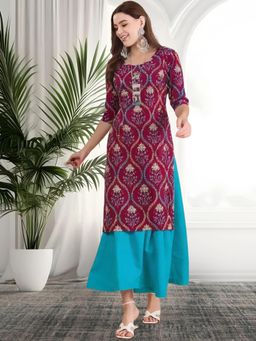 Gahan - Women Stylish Crepe Printed Straight Kurta - Maroon