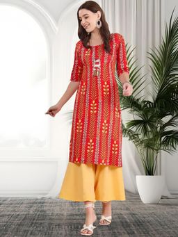 Gahan - Women Stylish Crepe Printed Straight Kurta - Red