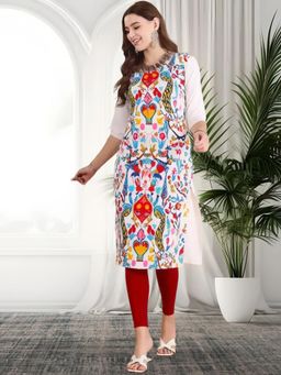 Gahan - Women Stylish Crepe Printed Straight Kurta - White