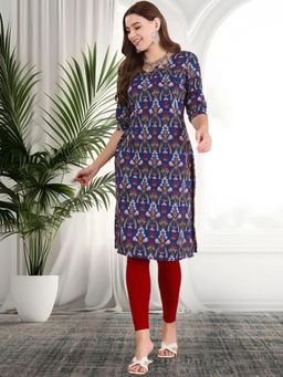 Gahan - Women Stylish Crepe Printed Straight Kurta - Navy Blue