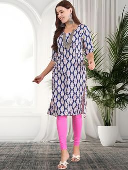Gahan - Women Stylish Crepe Printed Straight Kurta - Navy Blue