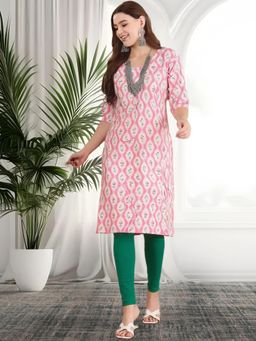 Gahan - Women Stylish Crepe Printed Straight Kurta - Pink