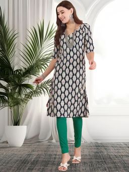 Gahan - Women Stylish Crepe Printed Straight Kurta - Black