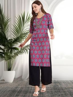 Gahan - Women Stylish Crepe Printed Straight Kurta - Pink