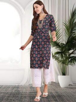 Gahan - Women Stylish Crepe Printed Straight Kurta - Grey