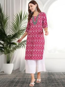 Gahan - Women Stylish Crepe Printed Straight Kurta - Pink