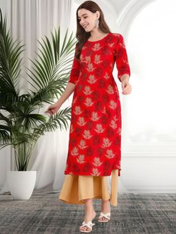 Gahan - Women Stylish Crepe Printed Straight Kurta - Red