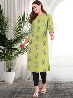 Gahan - Women Stylish Crepe Printed Straight Kurta - Green