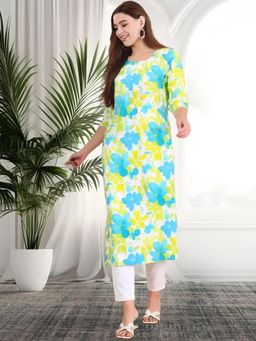 Gahan - Women Stylish Crepe Printed Straight Kurta - White