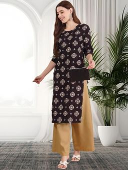 Gahan - Women Stylish Crepe Printed Straight Kurta - Black