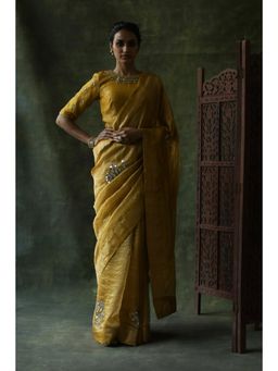 Begum Pret - Mustard Gulnaaz Saree with Stitched Blouse