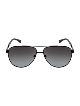 Opium Eyewear - Men Black Metal Sunglass with Polarised and UV Protected Lens