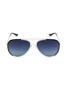 Opium Eyewear - Men Crystal Silver Metal Sunglass with Polarised and UV Protected Lens