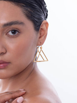 Ethnic Andaz - Gold Triangular Drop Earrings