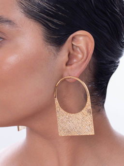 Ethnic Andaz - Gold Contour Drop Earrings