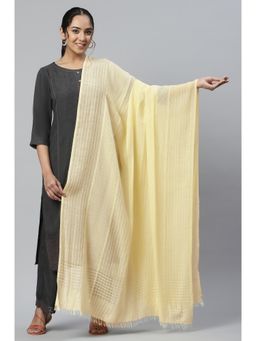 Aurelia - Yellow Stripes Woven Cotton Dupatta