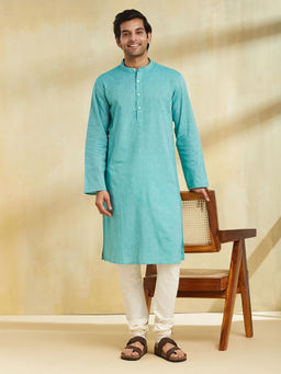 Fabindia - Turquoise Cotton Long Kurta