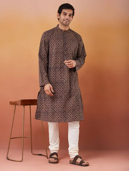 Fabindia - Brown Cotton Ajrakh Printed Long Kurta