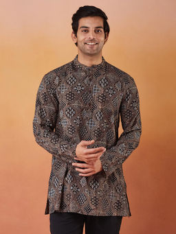 Fabindia - Multi Color Cotton Ajrakh Printed Short Kurta
