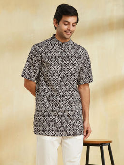 Fabindia - Black Cotton Bagh Printed Short Kurta