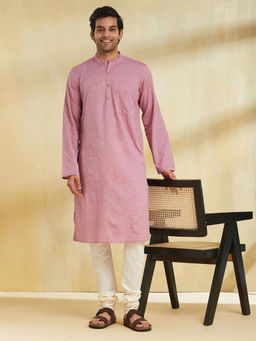 Fabindia - Pink Cotton Slim Fit Long Kurta