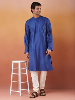 Fabindia - Blue Viscose Silk Long Kurta